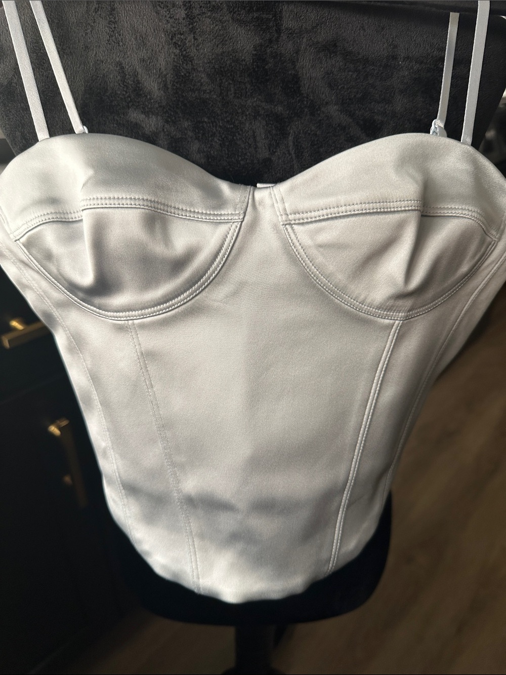 Sunday Best silver satin Bustier Top - Women BNWT  size XS